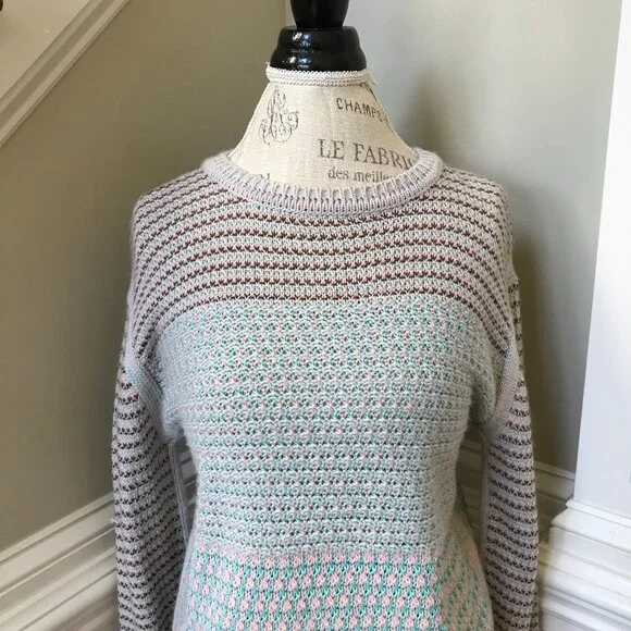 Rachel Comey Prescot Sweater Womens Small Blue Pink Crew Neck Alpaca Cotton Knit - Picture 3 of 10